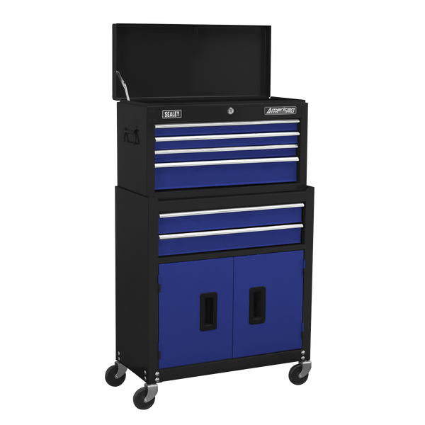 Sealey Tool Chests 6 Drawer Topchest & Rollcab Combination with Ball-Bearing Slides - Blue-AP22B 5054630142628 AP22B - Buy Direct from Spare and Square