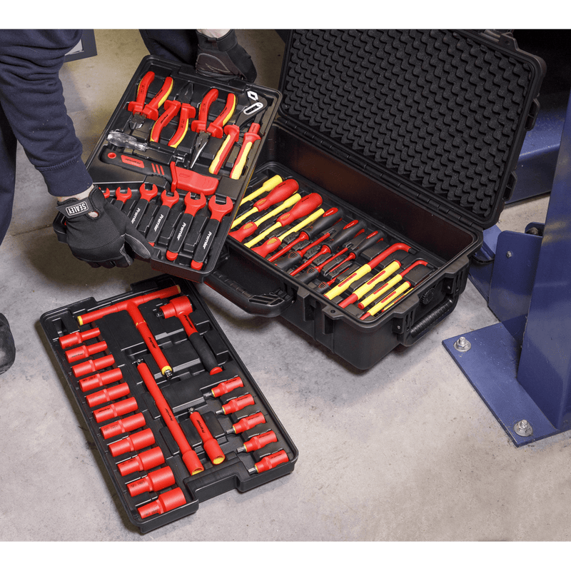 Sealey Tool Kits 50pc 3/8"Sq Drive 1000V Insulated Tool Kit-AK7938 5054511924626 AK7938 - Buy Direct from Spare and Square