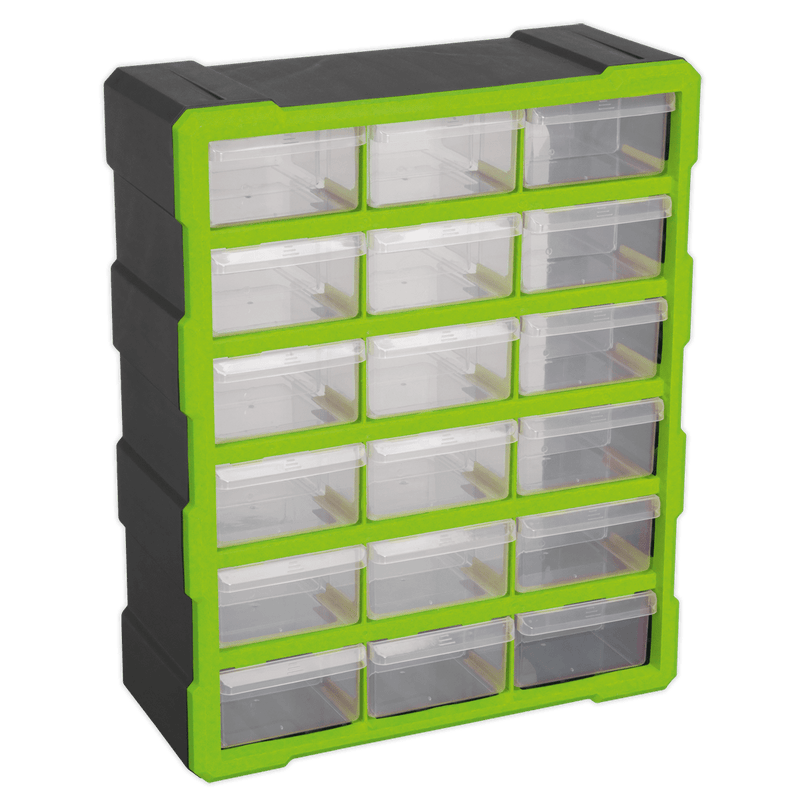 Sealey Tool Storage 18 Drawer Cabinet Box - Green/Black-APDC18HV 5054511212082 APDC18HV - Buy Direct from Spare and Square