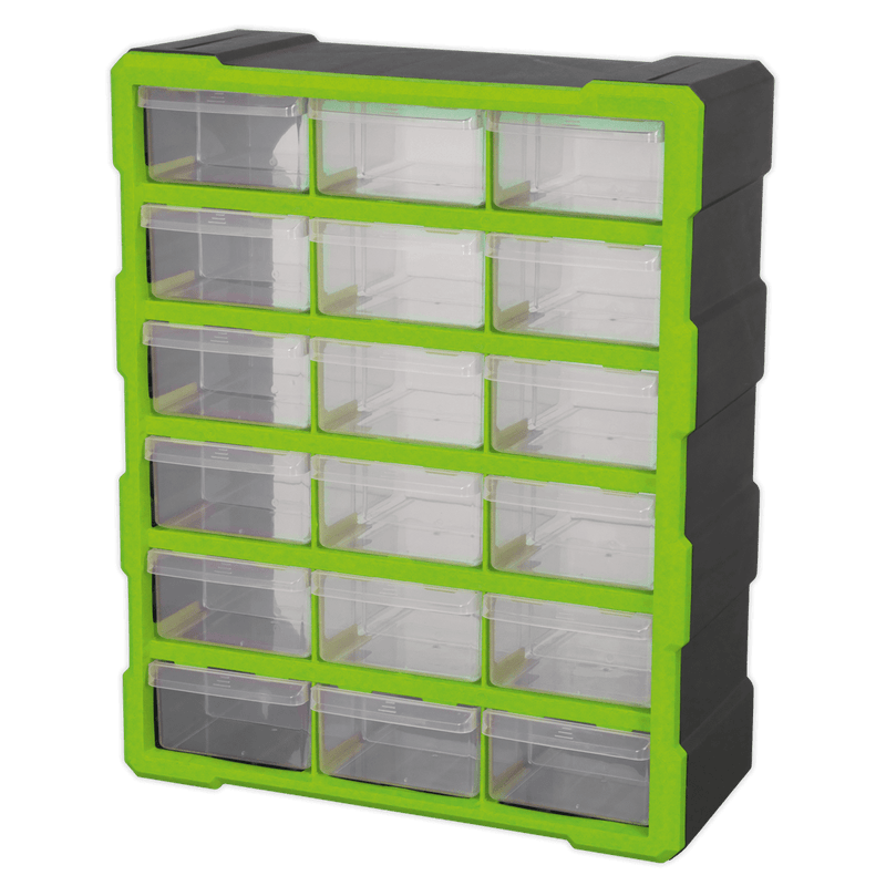 Sealey Tool Storage 18 Drawer Cabinet Box - Green/Black-APDC18HV 5054511212082 APDC18HV - Buy Direct from Spare and Square