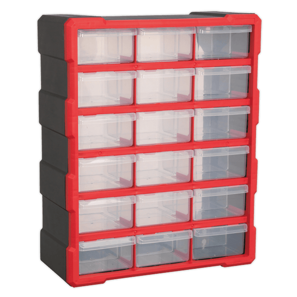 Sealey Tool Storage 18 Drawer Cabinet Box - Red/Black-APDC18R 5054511212075 APDC18R - Buy Direct from Spare and Square
