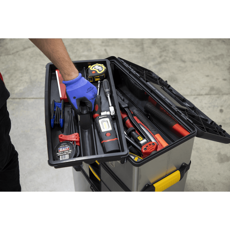 Sealey Tool Storage 3 Compartment Mobile Stainless Steel/Composite Toolbox-AP855 5051747861282 AP855 - Buy Direct from Spare and Square