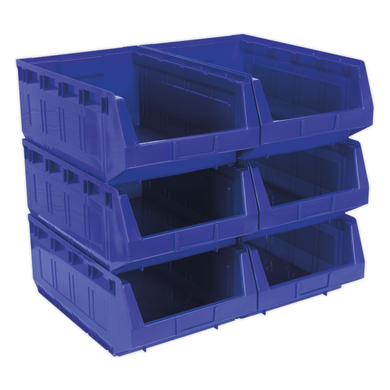 Sealey Tool Storage 310 x 500 x 190mm Plastic Storage Bin - Blue - Pack of 6-TPS56B 5051747557147 TPS56B - Buy Direct from Spare and Square
