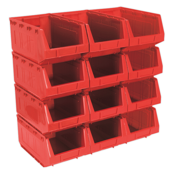 Sealey Tool Storage Plastic Storage Bin 210 x 355 x 165mm - Red - Pack of 12-TPS412R 5051747557116 TPS412R - Buy Direct from Spare and Square