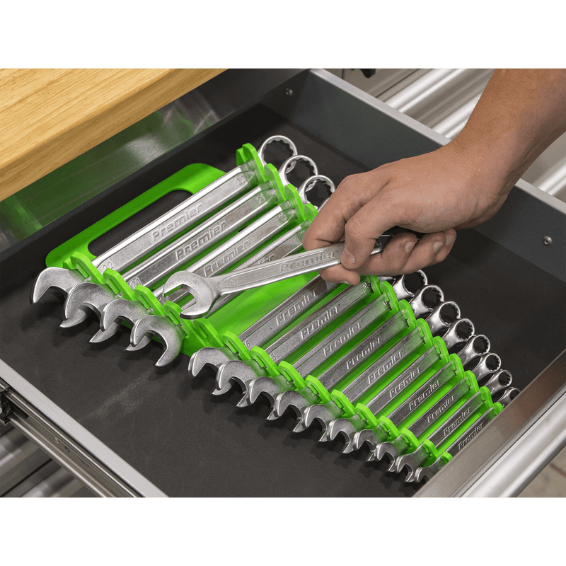 Sealey Tool Storage Spanner Rack Capacity 15 Spanners - Hi-Vis Green-WR08HV 5054511234404 WR08HV - Buy Direct from Spare and Square