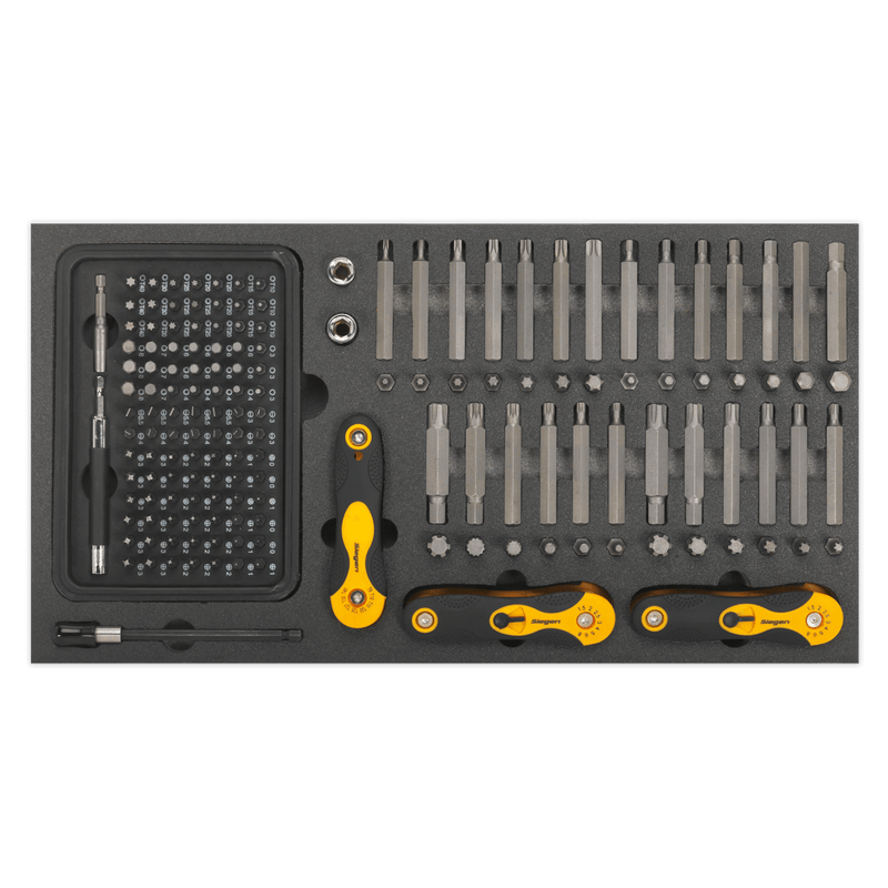 Sealey Tool Trays 192pc Specialised Bit Set & Folding Hex Keys with Tool Tray-S01126 5054511123708 S01126 - Buy Direct from Spare and Square