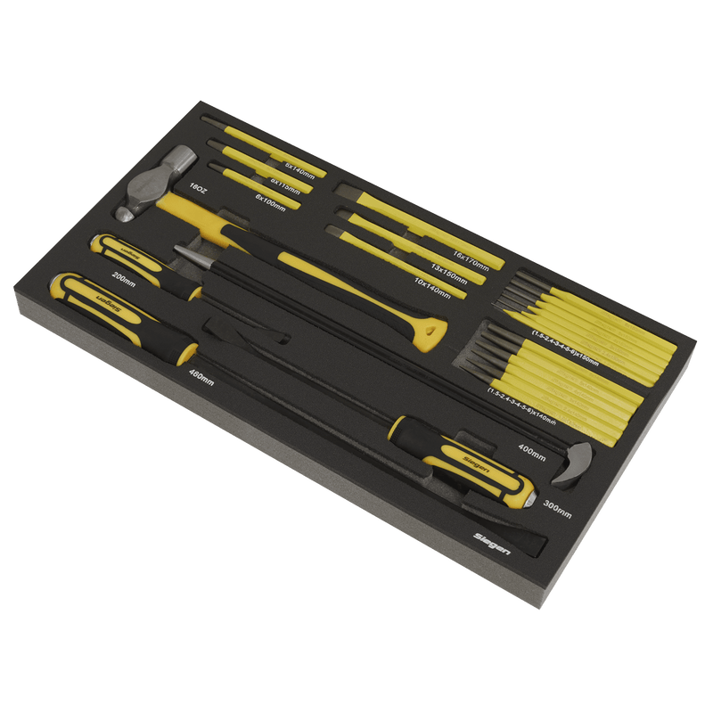 Sealey Tool Trays 23pc Pry Bar, Hammer & Punch Set with Tool Tray-S01131 5054511123753 S01131 - Buy Direct from Spare and Square