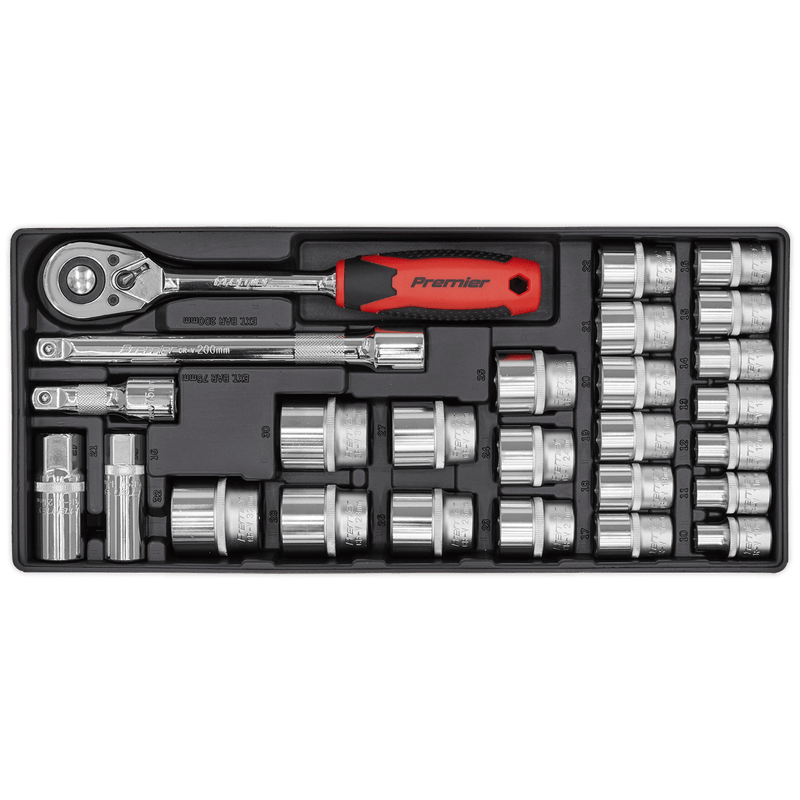Sealey Tool Trays 26pc 1/2"Sq Drive Socket Set with Tool Tray-TBT35 5054511373592 TBT35 - Buy Direct from Spare and Square