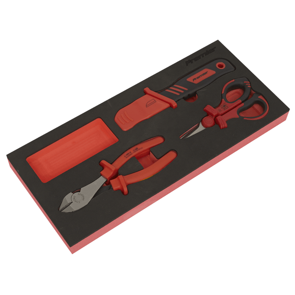 Sealey Tool Trays 3pc Insulated Cutting Set with Tool Tray - VDE Approved-TBTE09 5054630244551 TBTE09 - Buy Direct from Spare and Square