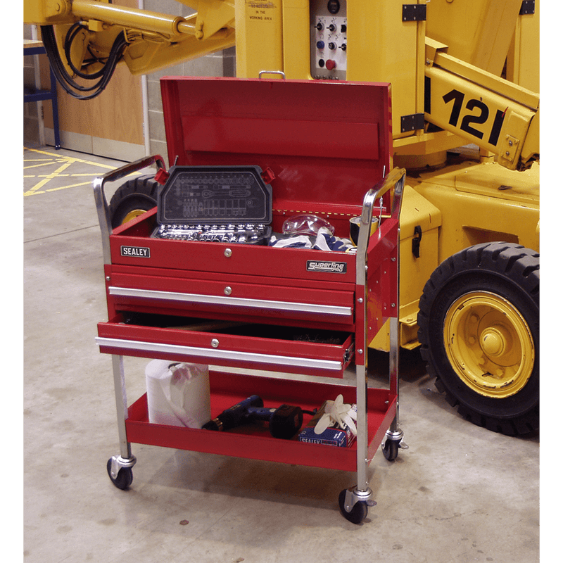 Sealey Tool Trolleys 2-Level Heavy-Duty Trolley with Lockable Top & 2 Drawers-CX1042D 5024209929790 CX1042D - Buy Direct from Spare and Square