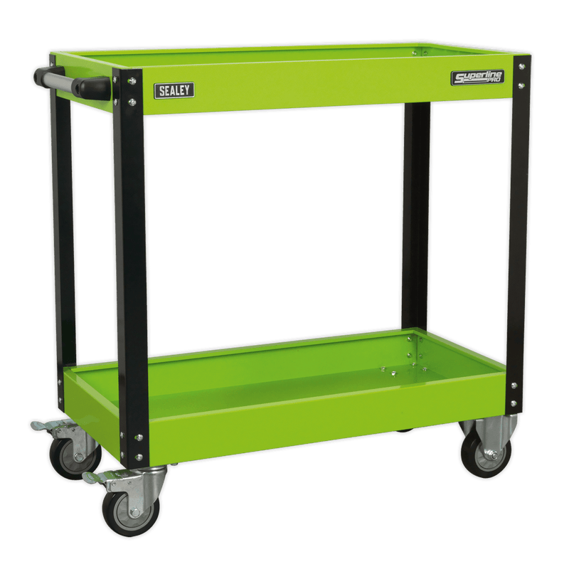 Sealey Tool Trolleys 2-Level Heavy-Duty Workshop Trolley - Hi-Vis Green-CX109HV 5054511203387 CX109HV - Buy Direct from Spare and Square