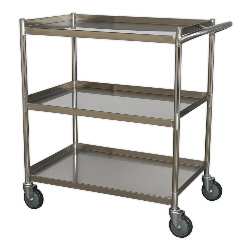 Sealey Tool Trolleys 3-Level Stainless Steel Workshop Trolley-CX410SS 5054511101430 CX410SS - Buy Direct from Spare and Square