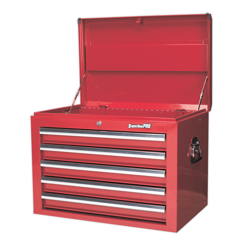 Sealey Topchest 5 Drawer with Ball-Bearing Slides - Red 5051747444621 AP26059T - Buy Direct from Spare and Square