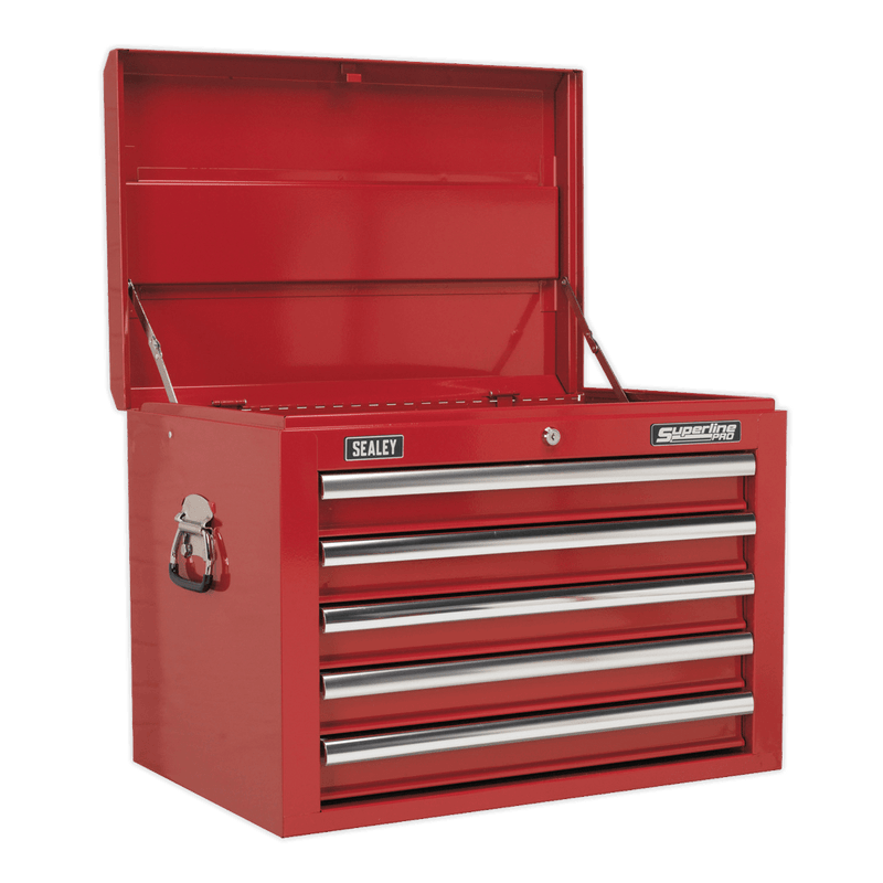 Sealey Topchest 5 Drawer with Ball-Bearing Slides - Red 5051747444621 AP26059T - Buy Direct from Spare and Square