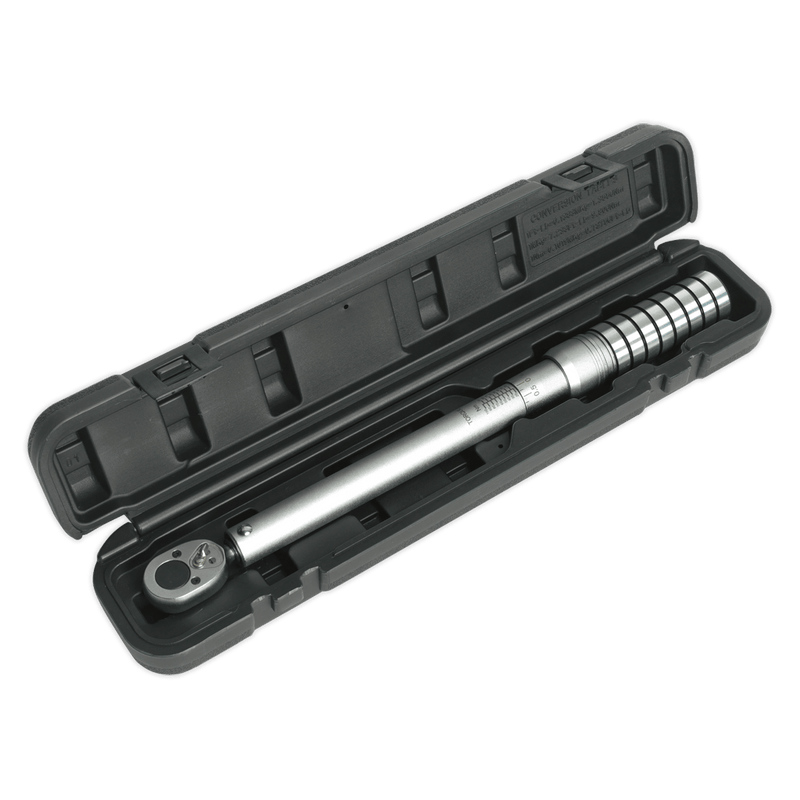 Sealey Torque Wrenches 1/2"Sq Drive Torque Wrench Micrometer Style 40-200Nm - Calibrated-STW703 5051747625822 STW703 - Buy Direct from Spare and Square