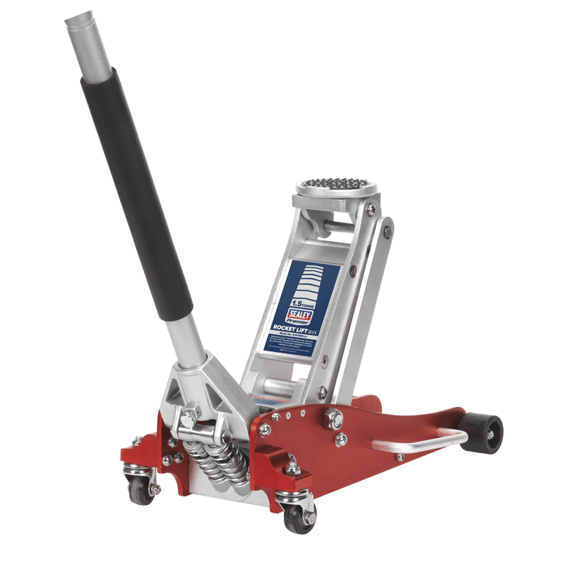 Sealey Trolley Jacks 1.5 Tonne Aluminium Low Profile Trolley Jack with Rocket Lift-RJA1550 5051747730304 RJA1550 - Buy Direct from Spare and Square