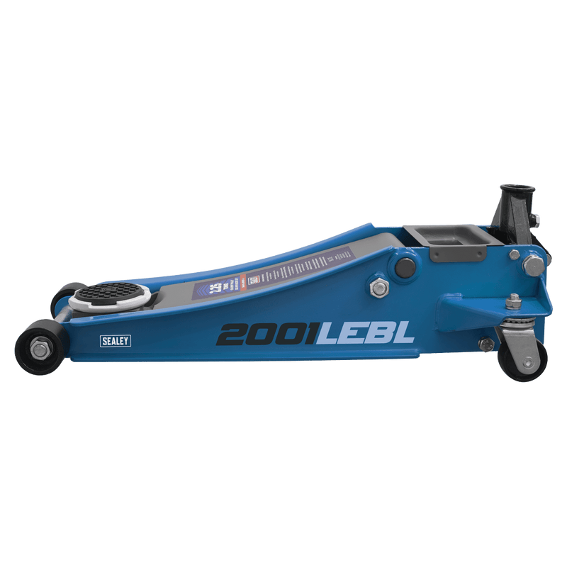Sealey Trolley Jacks 2.25 Tonne Low Profile Trolley Jack with Rocket Lift- Blue-2001LEBL 5054511844665 2001LEBL - Buy Direct from Spare and Square
