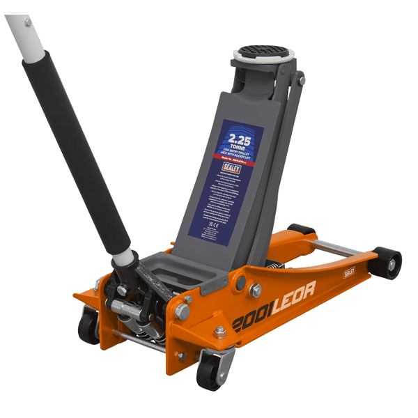 Sealey Trolley Jacks 2.25 Tonne Low Profile Trolley Jack with Rocket Lift - Orange-2001LEOR 5054511844467 2001LEOR - Buy Direct from Spare and Square