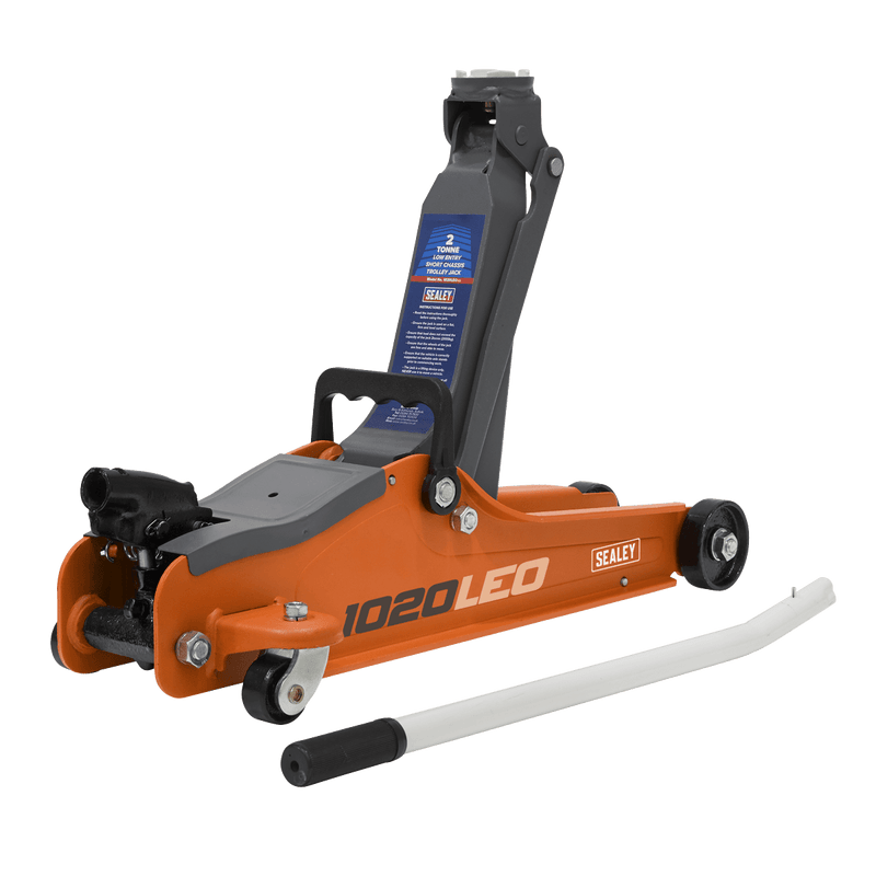 Sealey Trolley Jacks 2 Tonne Low Entry Short Chassis Trolley Jack & Accessories Bag Combo - Orange-1020LEOBAGCOMBO 5054511762730 1020LEOBAGCOMBO - Buy Direct from Spare and Square
