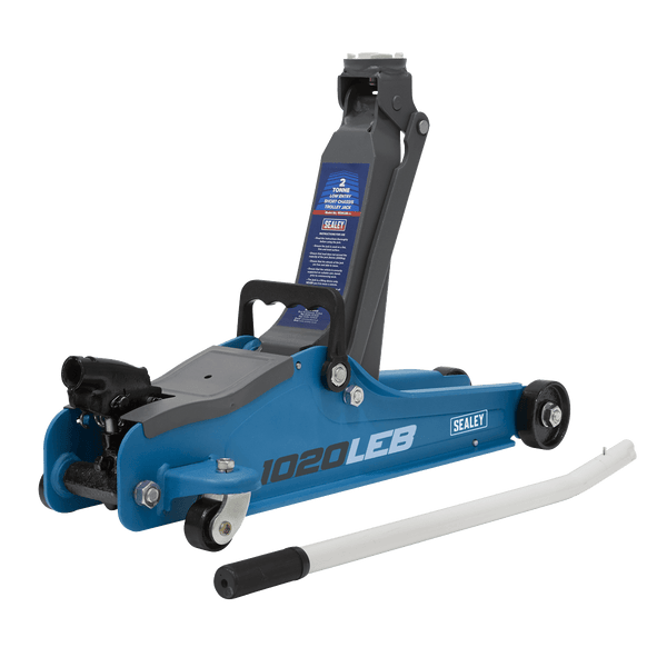 Sealey Trolley Jacks 2 Tonne Low Profile Short Chassis Trolley Jack - Blue-1020LEB 5054511933680 1020LEB - Buy Direct from Spare and Square