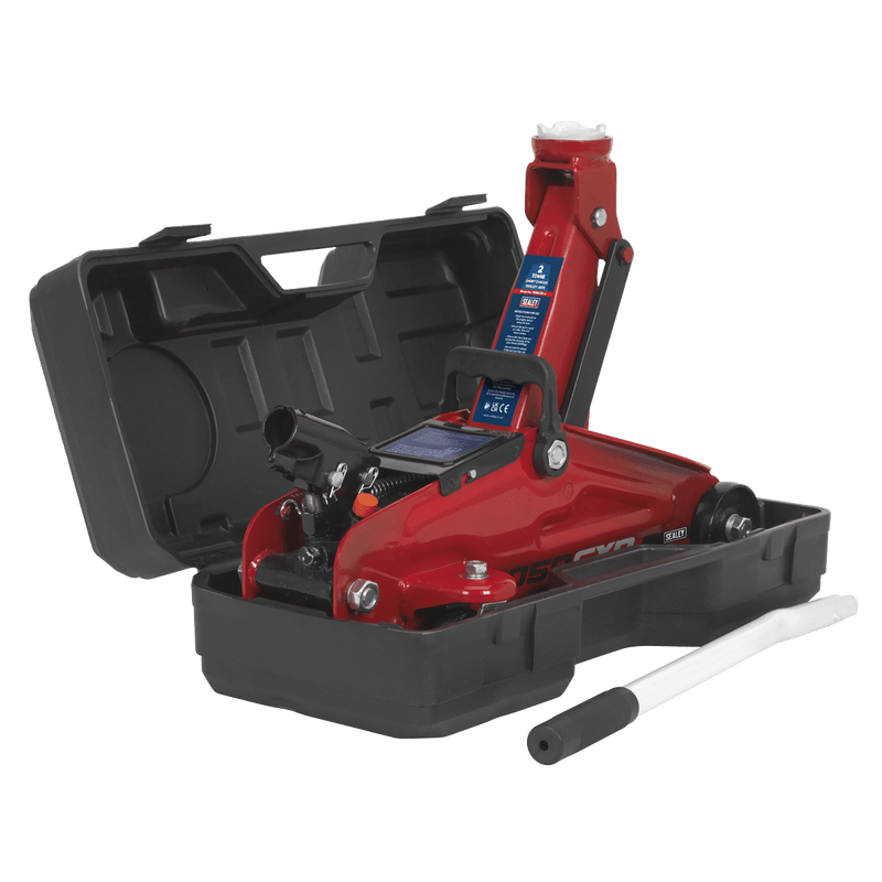 Sealey Trolley Jacks 2 Tonne Short Chassis Trolley Jack with Storage Case-1050CXD 5054511973747 1050CXD - Buy Direct from Spare and Square