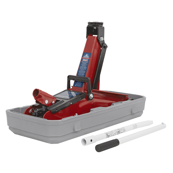 Sealey Trolley Jacks 2 Tonne Short Chassis Trolley Jack with Storage Case-1100CXD 5054511559859 1100CXD - Buy Direct from Spare and Square