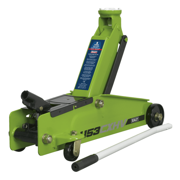 Sealey Trolley Jacks 3 Tonne Long Reach Heavy-Duty Trolley Jack - Hi-Vis-1153CXHV 5054511843842 1153CXHV - Buy Direct from Spare and Square
