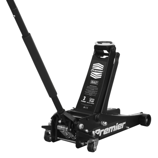 Sealey Trolley Jacks 3 Tonne Low Profile Trolley Jack with Rocket Lift - Black-3040AB 5054511480702 3040AB - Buy Direct from Spare and Square