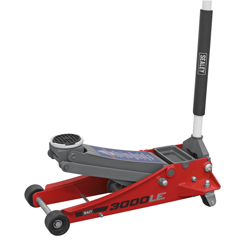 Sealey Trolley Jacks 3 Tonne Low Profile Trolley Jack with Rocket Lift - Red-3000LE 5054630015335 3000LE - Buy Direct from Spare and Square