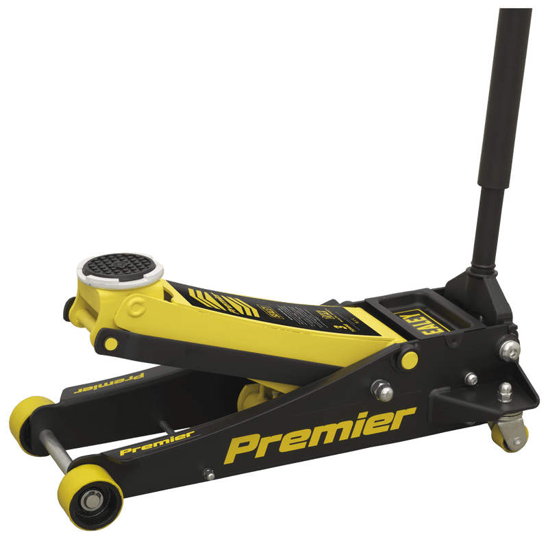 Sealey Trolley Jacks 3 Tonne Low Profile Trolley Jack with Rocket Lift - Yellow-3040AY 5054511570496 3040AY - Buy Direct from Spare and Square