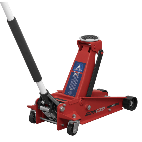 Sealey Trolley Jacks 3 Tonne Trolley Jack with Super Rocket Lift-3015CXD 5054511980769 3015CXD - Buy Direct from Spare and Square