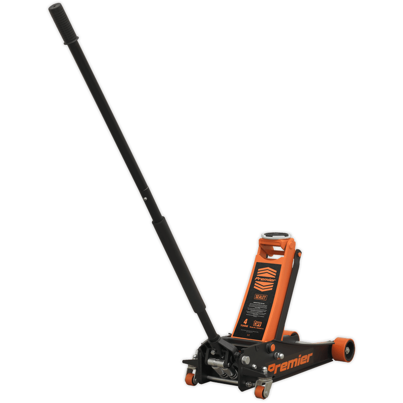 Sealey Trolley Jacks 4 Tonne Low Profile Trolley Jack with Rocket Lift - Orange-4040AO 5054511570052 4040AO - Buy Direct from Spare and Square