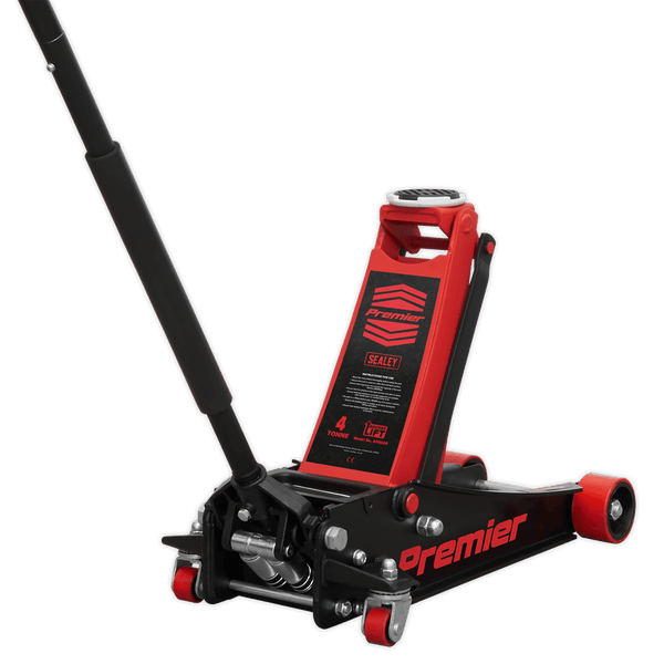 Sealey Trolley Jacks 4 Tonne Low Profile Trolley Jack with Rocket Lift - Red-4040AR 5054511480719 4040AR - Buy Direct from Spare and Square