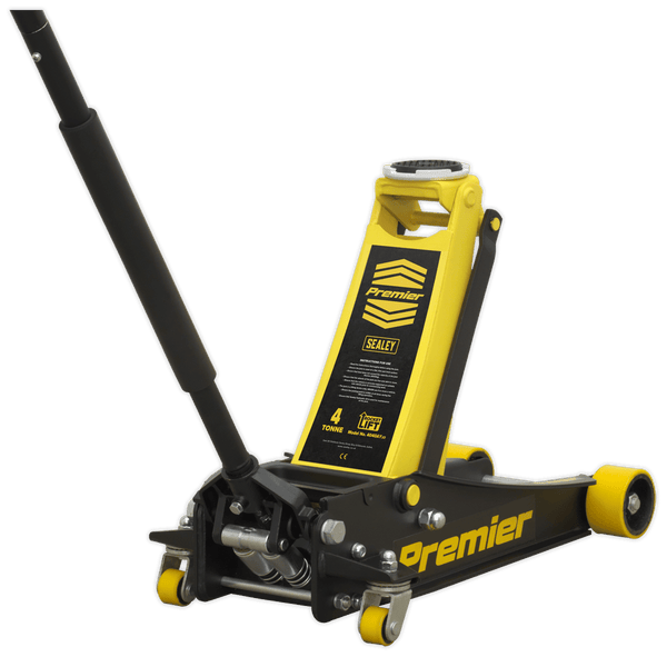 Sealey Trolley Jacks 4 Tonne Low Profile Trolley Jack with Rocket Lift - Yellow-4040AY 5054511570311 4040AY - Buy Direct from Spare and Square