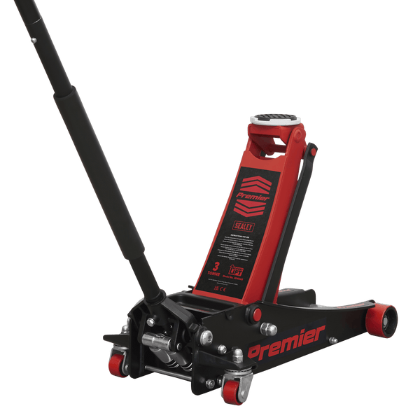 Sealey Trolley Jacks Trolley Jack 3 Low Profile Tonne Rocket Lift - Red-3040AR 5054511480696 3040AR - Buy Direct from Spare and Square