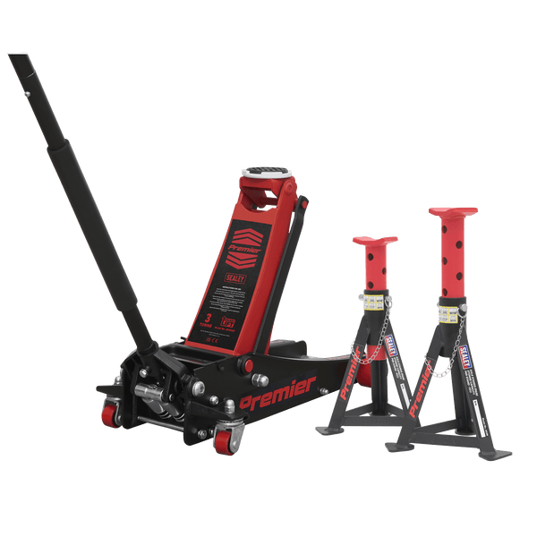 Sealey Trolley Jacks Trolley Jack 3t & Axle Stands (Pair) 3t per Stand Combo-3040ARCOMBO 5054630095627 3040ARCOMBO - Buy Direct from Spare and Square