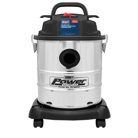 Sealey Vacuum Cleaner Sealey 1200w 20 Litre Wet and Dry Vacuum Cleaner - Stainless Drum PC195SD - Buy Direct from Spare and Square