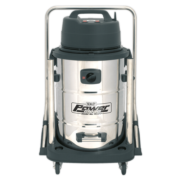 Sealey Vacuum Cleaner Sealey 2400w - 77L Wet and Dry Vacuum - Stainless Drum With Swivel Emptying - Twin Motor PC477 - Buy Direct from Spare and Square