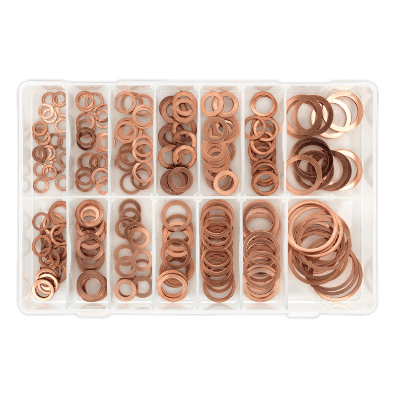 Sealey Washers 250pc Copper Sealing Washer Assortment - Metric-AB020CW 5054511018875 AB020CW - Buy Direct from Spare and Square