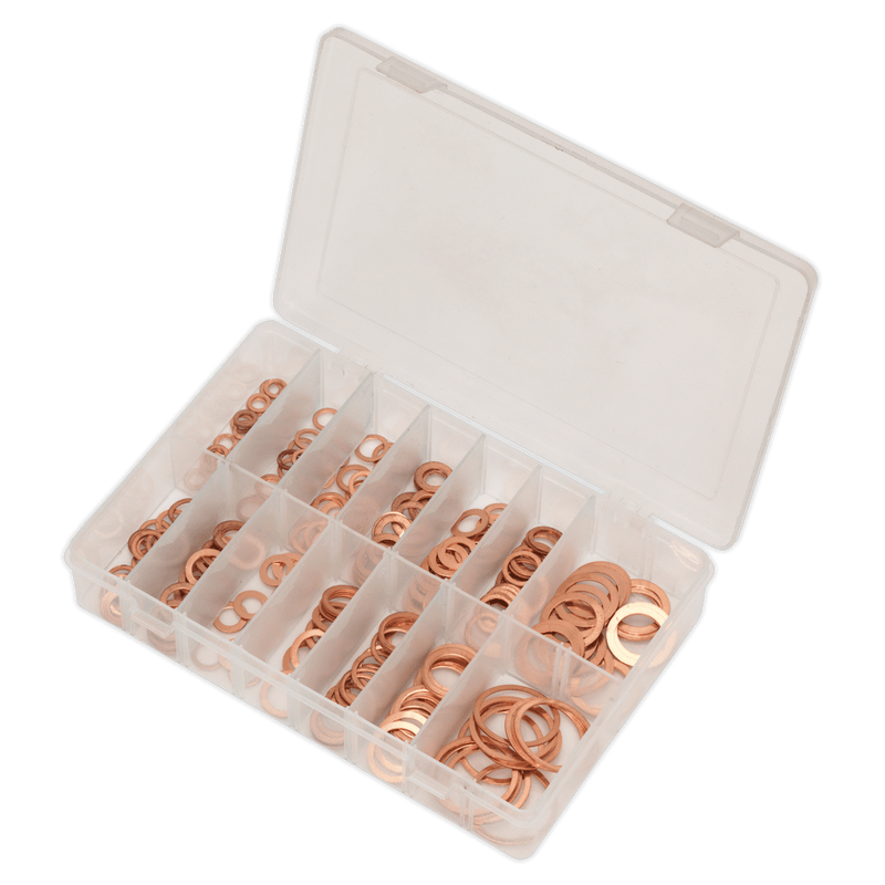 Sealey Washers 250pc Copper Sealing Washer Assortment - Metric-AB020CW 5054511018875 AB020CW - Buy Direct from Spare and Square