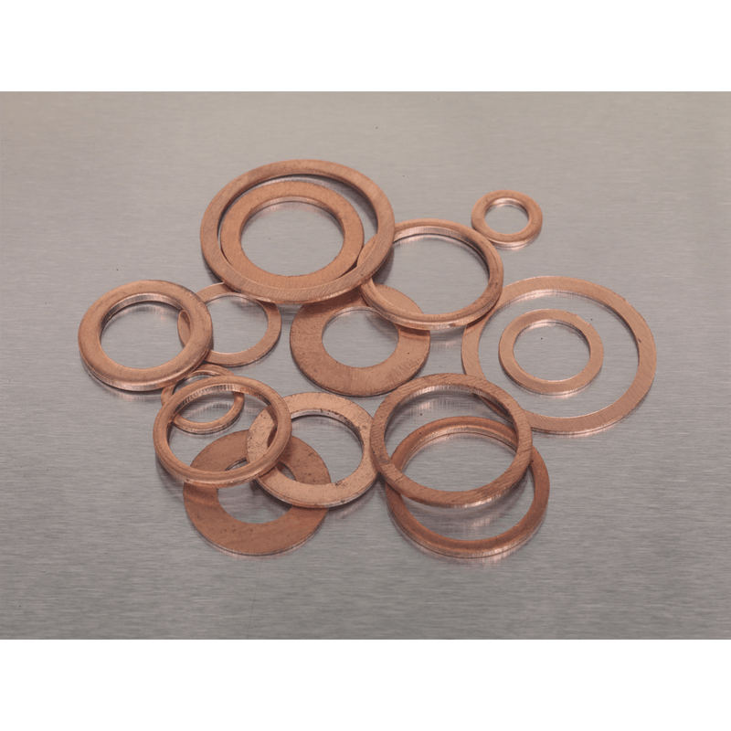 Sealey Washers 250pc Diesel Injector Copper Washer Assortment - Metric-AB027CW 5054511033960 AB027CW - Buy Direct from Spare and Square