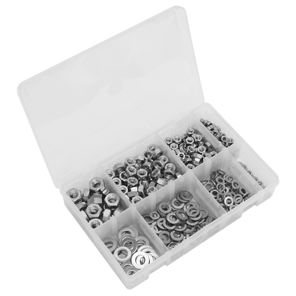 Sealey Washers 500pc Stainless Steel Nut and Washer Assortment - M5-M10-AB077NW 5054630305276 AB077NW - Buy Direct from Spare and Square