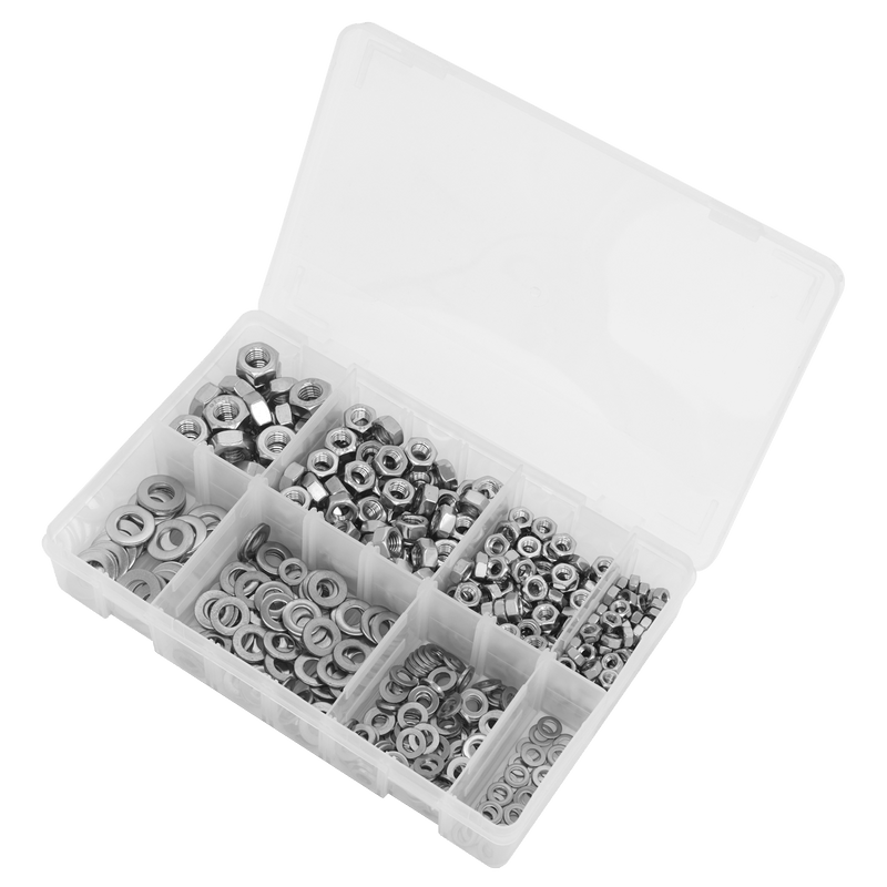 Sealey Washers 500pc Stainless Steel Nut and Washer Assortment - M5-M10-AB077NW 5054630305276 AB077NW - Buy Direct from Spare and Square