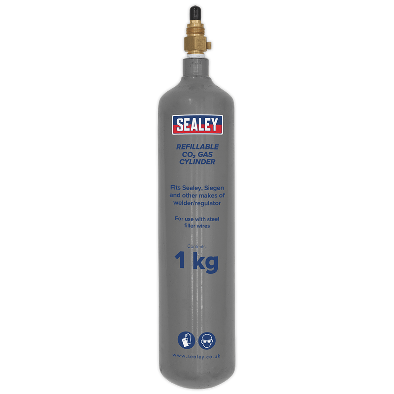 Sealey Welding Accessories 1kg Refillable Carbon Dioxide Gas Cylinder-CO2/1KG 5051747630543 CO2/1KG - Buy Direct from Spare and Square