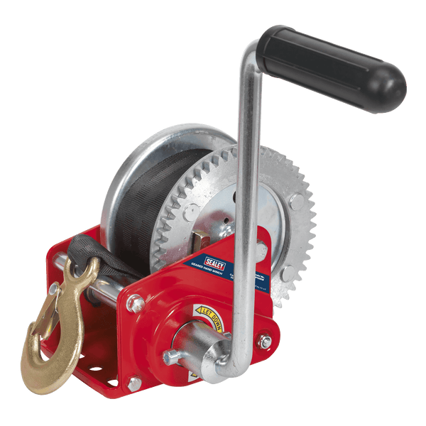 Sealey Winches 540kg Capacity Geared Hand Winch with Brake & Webbing-GWW1200B 5051747772144 GWW1200B - Buy Direct from Spare and Square