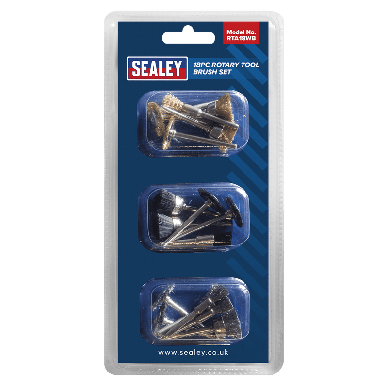 Sealey Wire Brushes 18pc Rotary Tool Brush Set-RTA18WB 5054511824766 RTA18WB - Buy Direct from Spare and Square