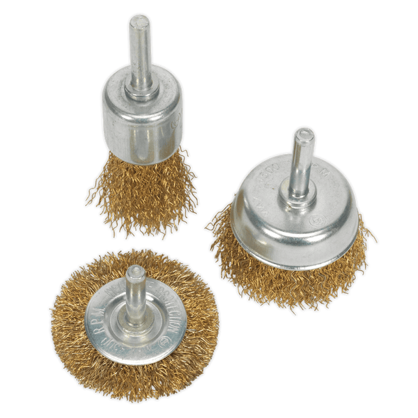 Sealey Wire Brushes 3pc Wire Brush Set-BWBS03 5051747722965 BWBS03 - Buy Direct from Spare and Square