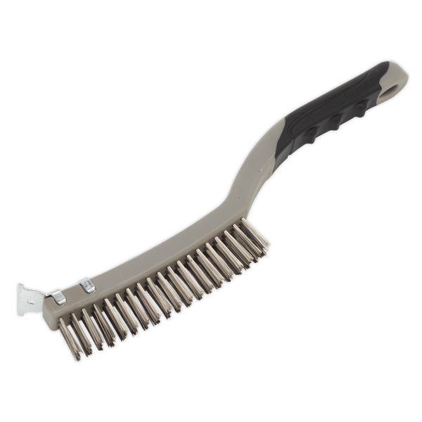 Sealey Wire Brushes Wire Brush with Stainless Steel Fill & Scraper-WB105 5051747509405 WB105 - Buy Direct from Spare and Square