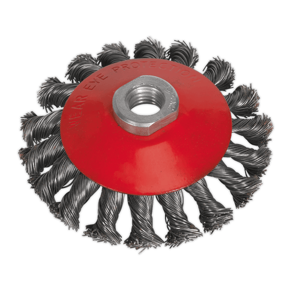 Sealey Wire Wheels Ø100mm Conical Wire Brush M10 x 1.5mm-CWB100 5051747655782 CWB100 - Buy Direct from Spare and Square