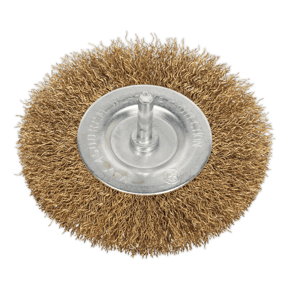 Sealey Wire Wheels Ø100mm Flat Wire Brush Ø6mm Shaft-SFB100 5024209142243 SFB100 - Buy Direct from Spare and Square